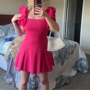 Pink Ruffle Sleeve Dress